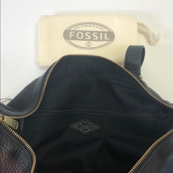 Fossil Brown Patchwork Satchel New shoulder Bag - Picture 7 of 8